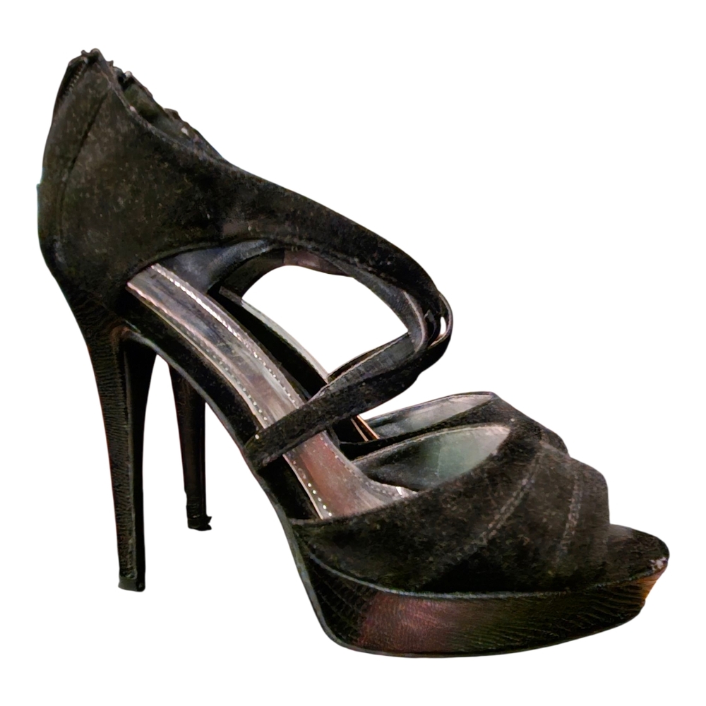 Anne Michelle Black Strappy Heels